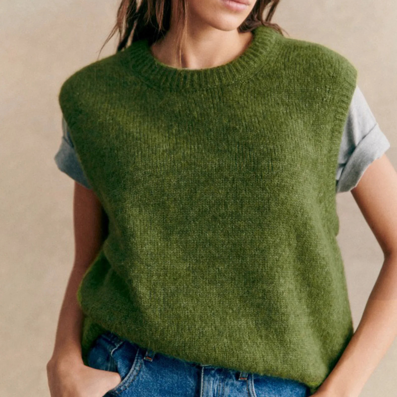 Gaono Y2K Fairy Women Cute Sweater Vest Basic Solid Color Warm Knit Tank Tops Sleeveless Pullover Knitwear for Spring Streetwear 251029