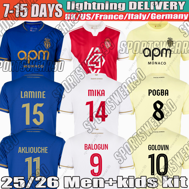 monacojersey 25 26 kit AKLIOUCHE ZAKARIA MIKA LAMINE Soccer Wear KEHRER GOLOVIN VANDERSON BALOGUN MINAMINO C. HENRIOUE MAWVISSA 2025 football man kids kit