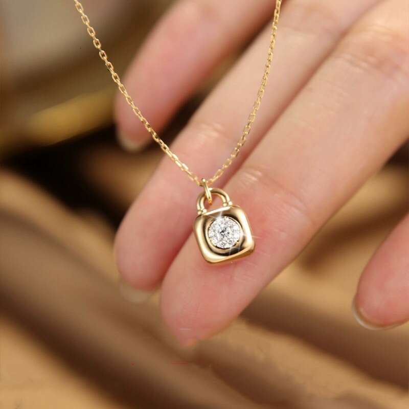 Necklace 925 Silver Plated with 16K Gold Zircon inlay Bubble Lock for Women Niche Design Unique Trendy Versatile Collarbone