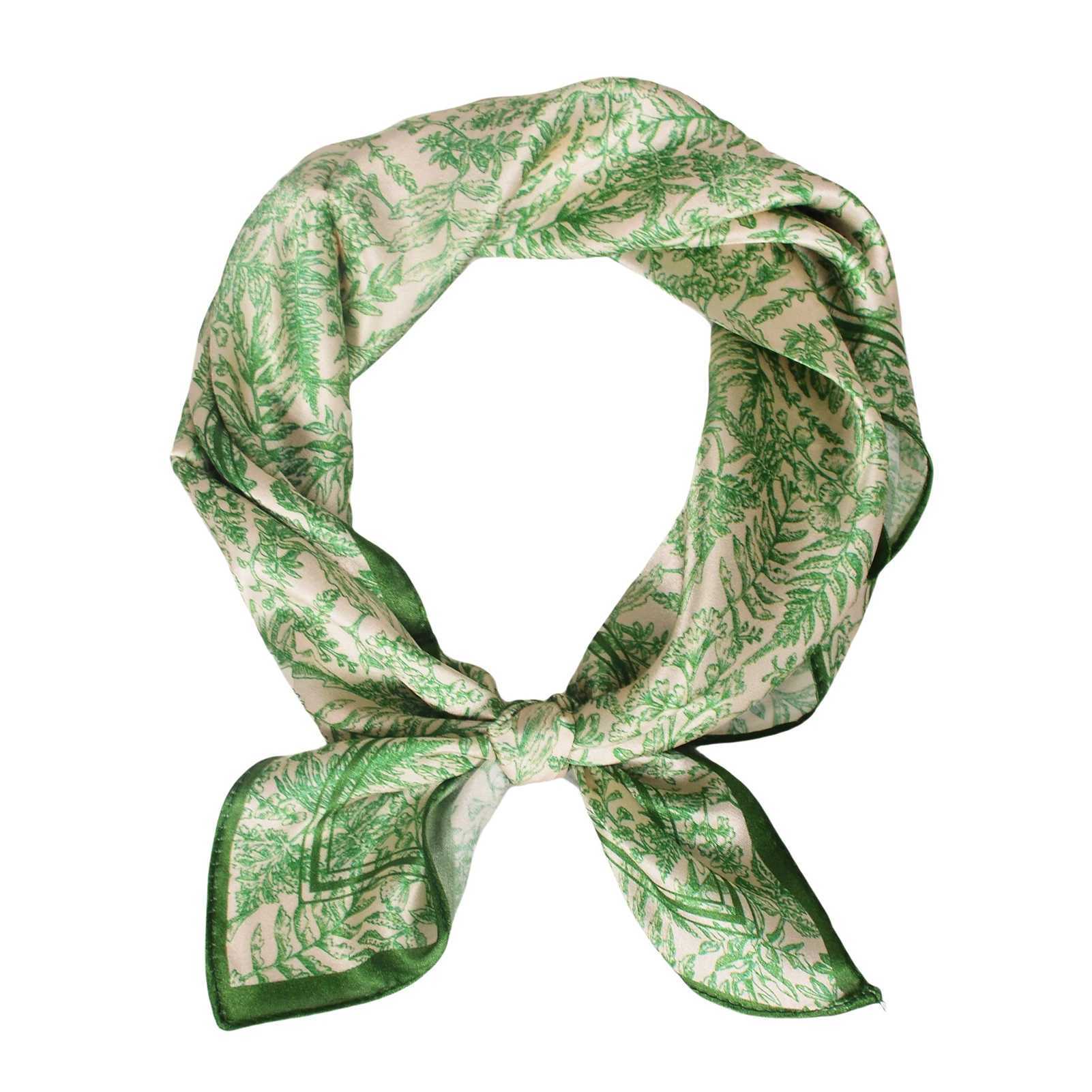 BYSIFA Light Green Women Fashion Luxury 100 Natural Silk Scarf Small Square Scarves Printed Elegant Ladies Hair AccessoriesW251029