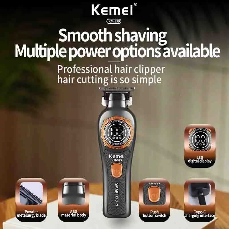 Kemei 999 Electric Hair Cut Machine Digital Display Hair Clipper Professional Cordless Precision Adjustment Trimmer Shaver Hair M251029