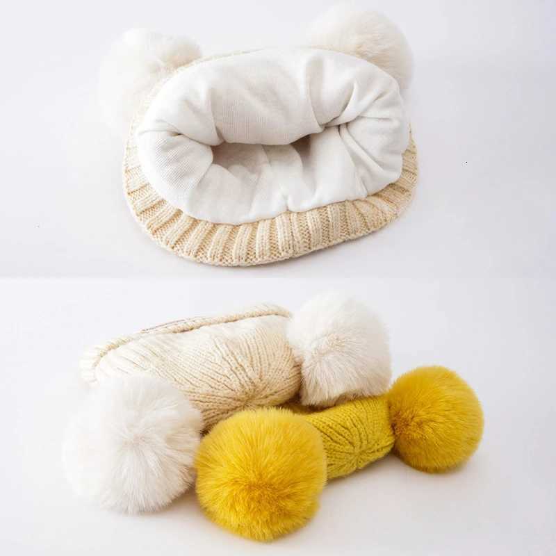 Solid Color Wool Knitted Bonnet Bebe Newborn Baby Hat Pompom Cute Winter Hat For Kids Boys Girls Children Warm Beanie Cap 03Y251028