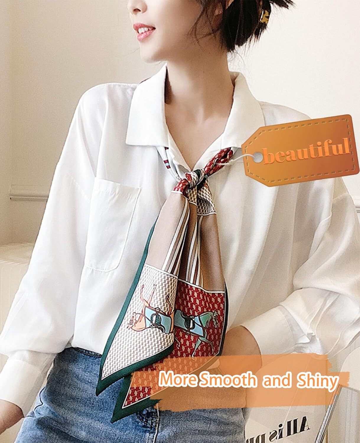 Custom Silk Neck Scarf Christmas Printed Scarves Head Women'S Fashion Oblique Angle Satin Scarfs For Bag Hair 59cmX 5.9cm