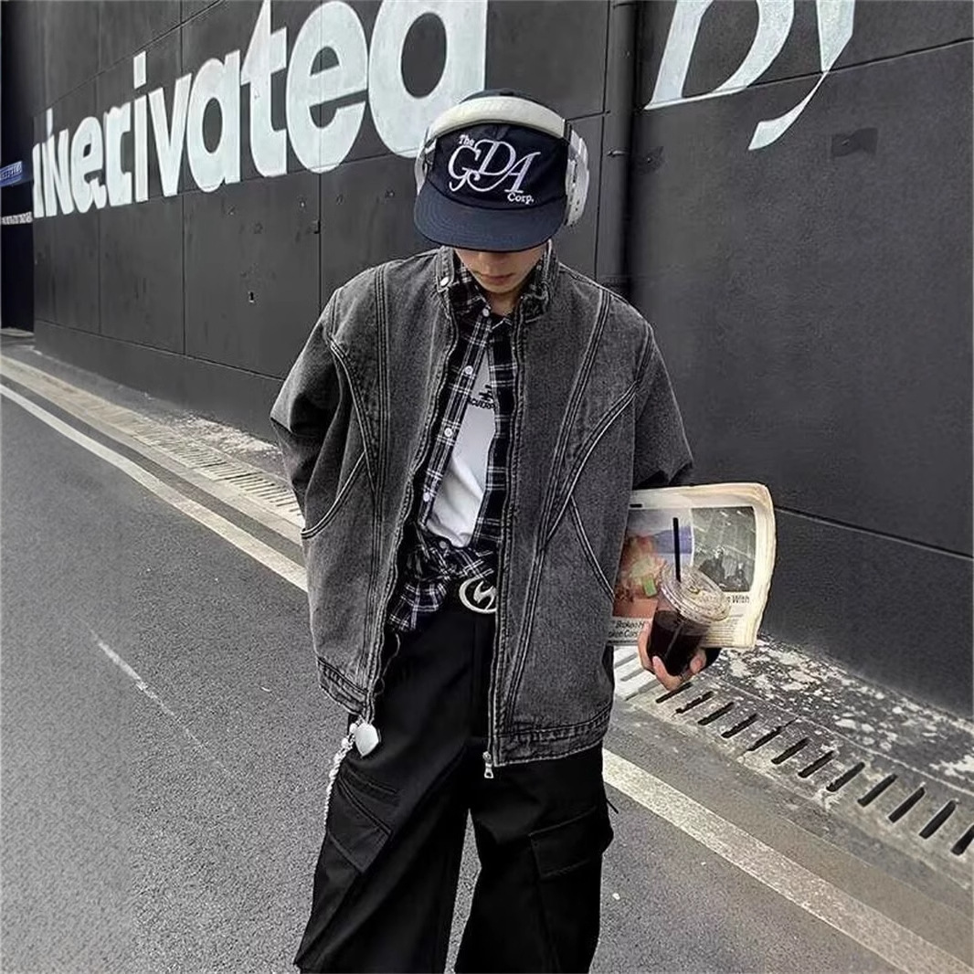 American High Street High-end Design Patchwork Workwear Denim Jacket Designer Jacket For Men Loose Versatile Casual Jacket