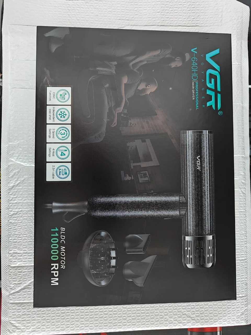 VGR Hair Dryer Professional Powerful Hair Dryer Low Noise Blow Dryer Leafless Electric Hair Blower Barber Salon Tools V640HD W251029