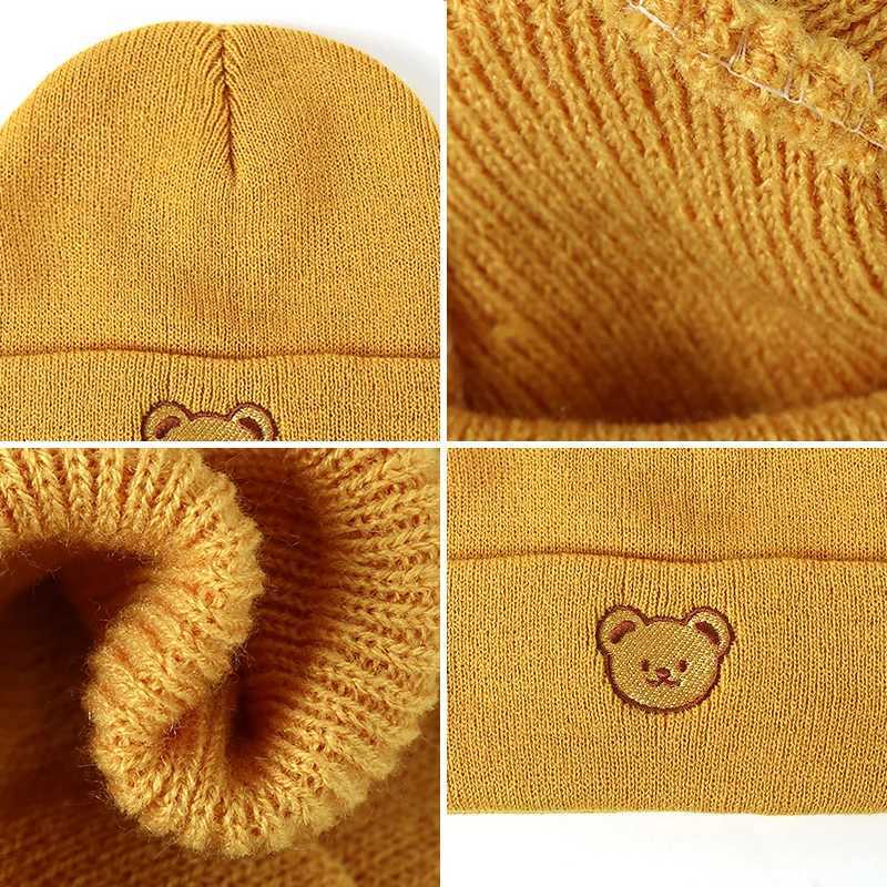 Cartoon Bear Soft Wool Baby Beanies Autumn Winter Warm Toddler Knitted Hat For Boys Girls Kids Skullies Cap Cute Children Bonnet251028