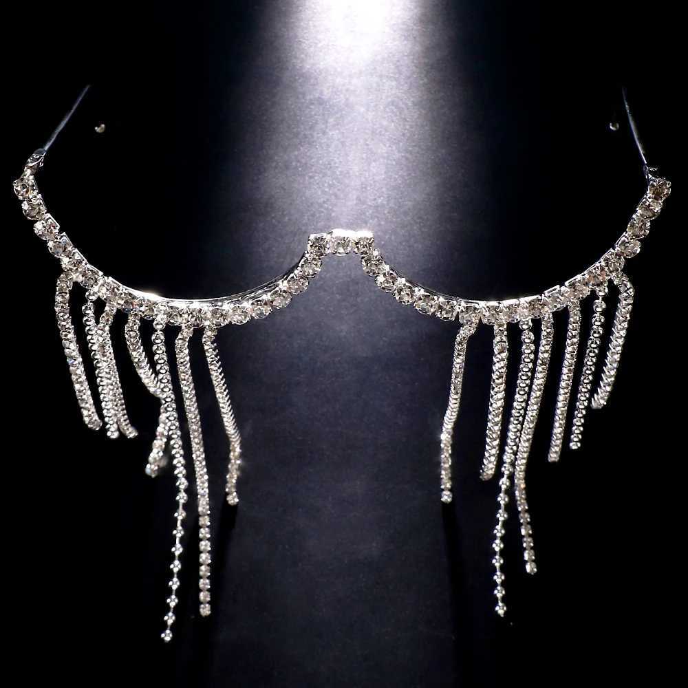 Stonefans Rhinestone Half Frame Glasses Frame for Women Free Shipping Luxury 2023 Luxury Crystal Tassel Eyeglasses Jewelry GiftW251029