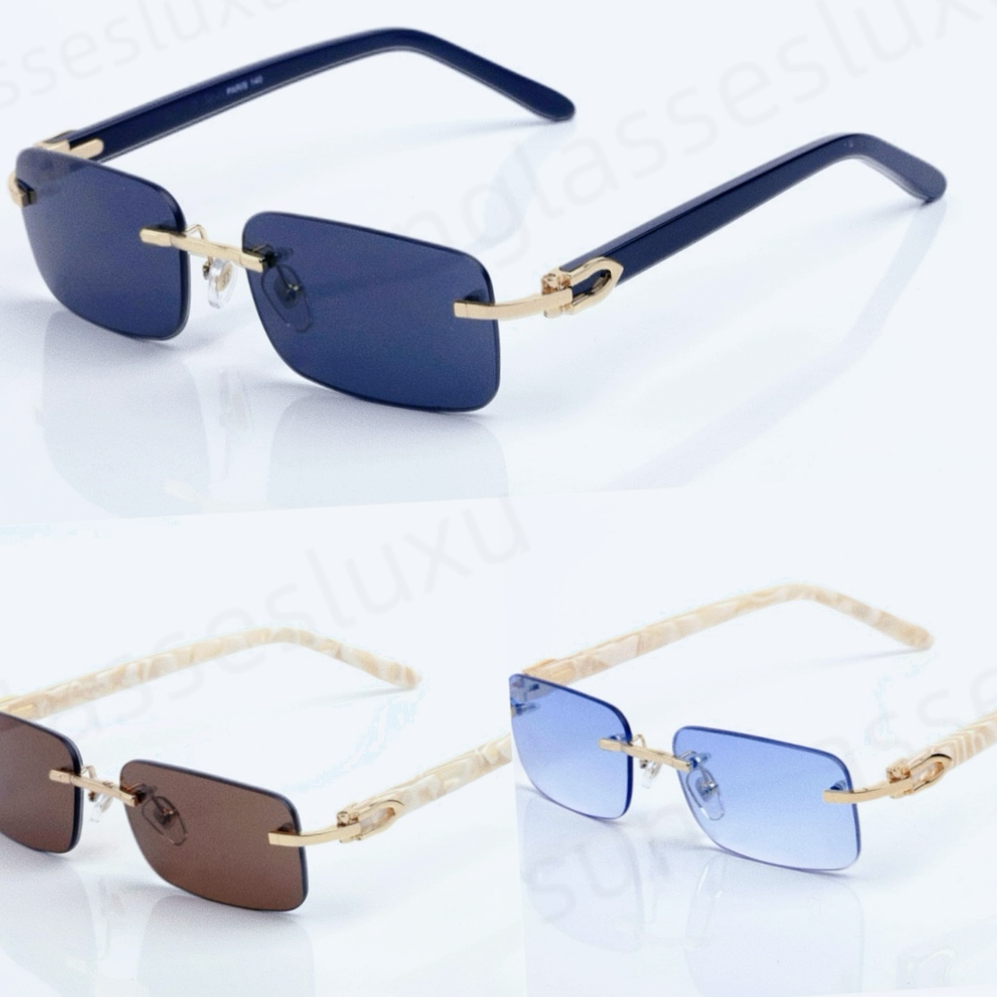 new buffalo horn sunglasses fashion sport sun glasses for men women rimless rectangle bamboo wood eyeglasses eyewear with boxes case lunettes gafas