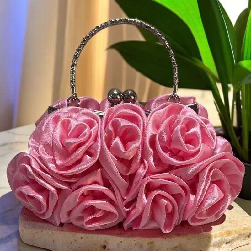 Designer Bags Satin Flower Clutch Satin Cloth 14 Roses Portable Dinner Bag Luxury Bag