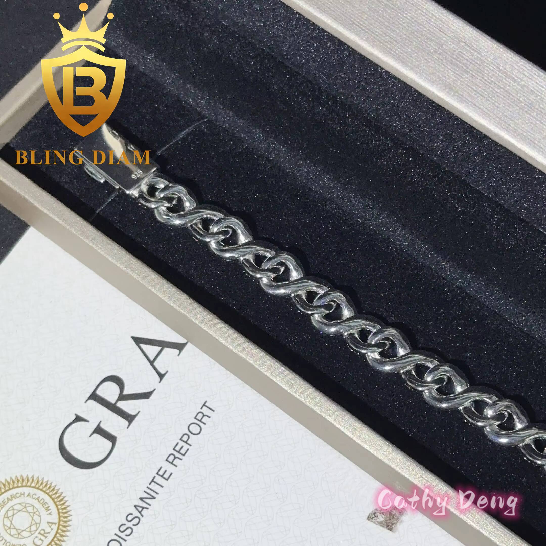 Ready Shipping 925 Sterling Silver Hip Hop Jewelry Infinite Moissanite Cuban Link Bracelet for Men and Women Pass Diamond Test