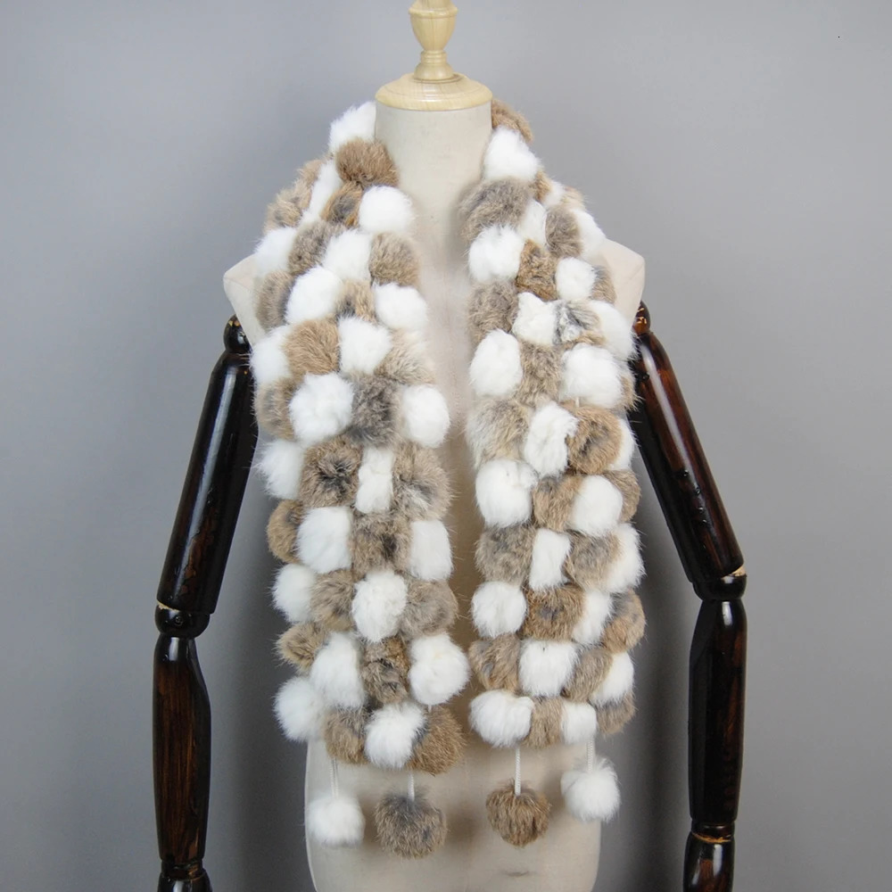 Women Winter Warm Rabbit Fur Scarf Natural Rabbit Fur Muffler Lady 100 Genuine Fur Scarves Wholesale Retail 251023CJ