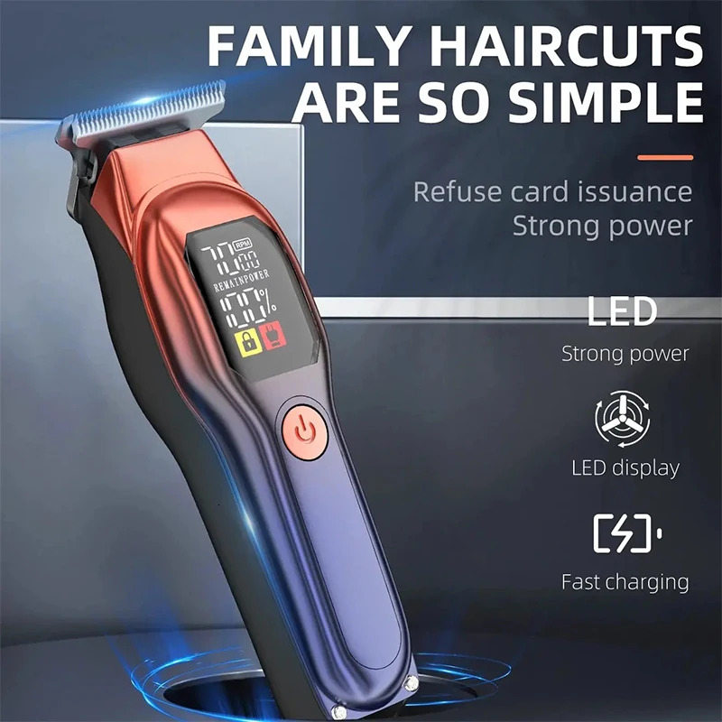 Rechargeable Professional Hair Clippers Digital Display Low Noise Hair Clippers with Auxiliary Light Hair Trimmer Kit 251029