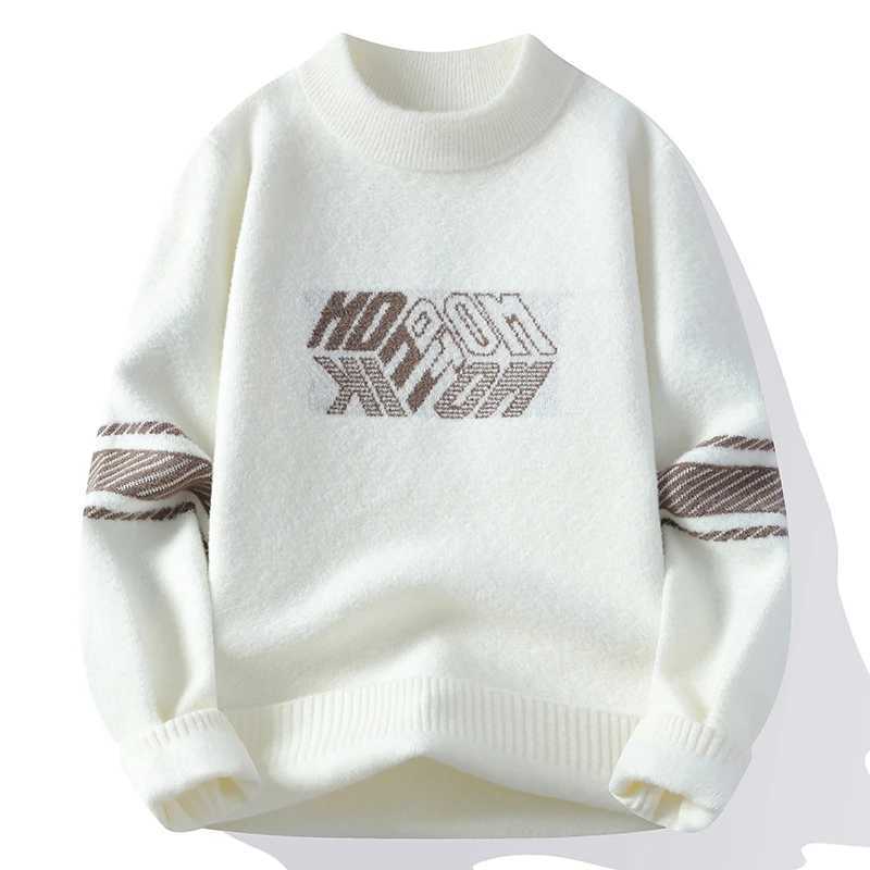 2025 New Casual Mens Knitted Sweater Fashion Pattern AutumnWinter Round Neck Warm Tops High Street Style Sweater J251029