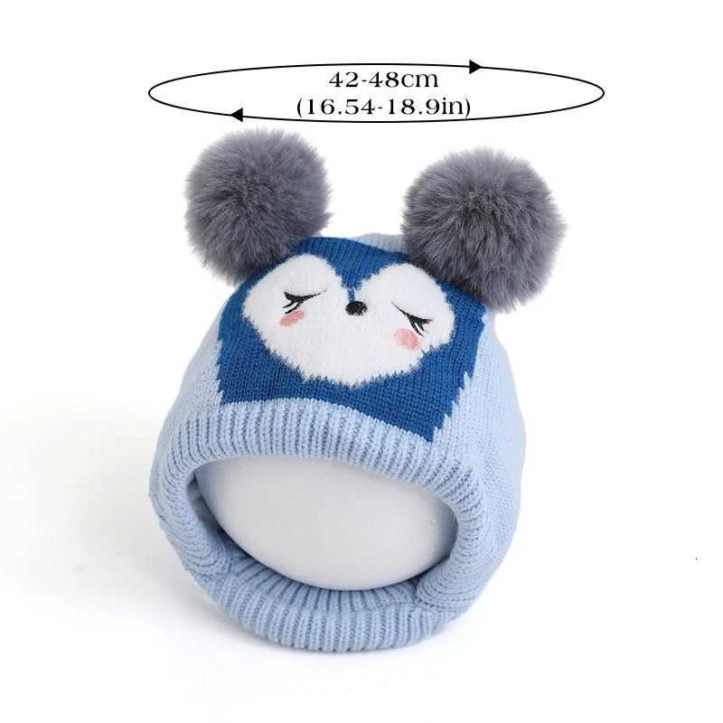 Winter Baby Knitted Hat Cute Cartoon Pompom Infant Boy Girl Beanie Cap Thick Velvet Lining Kids Ear Protection Hats251028