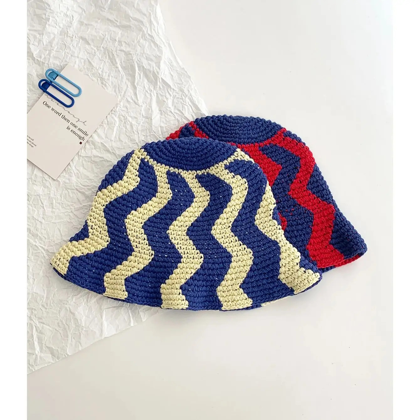 Retro Stripesd Handmade Knitted Hat Dopamine Colorfulful Cut Out Fisherman Hat Womens Trendy FaceShowing Small Hat Woolen Hat 251029