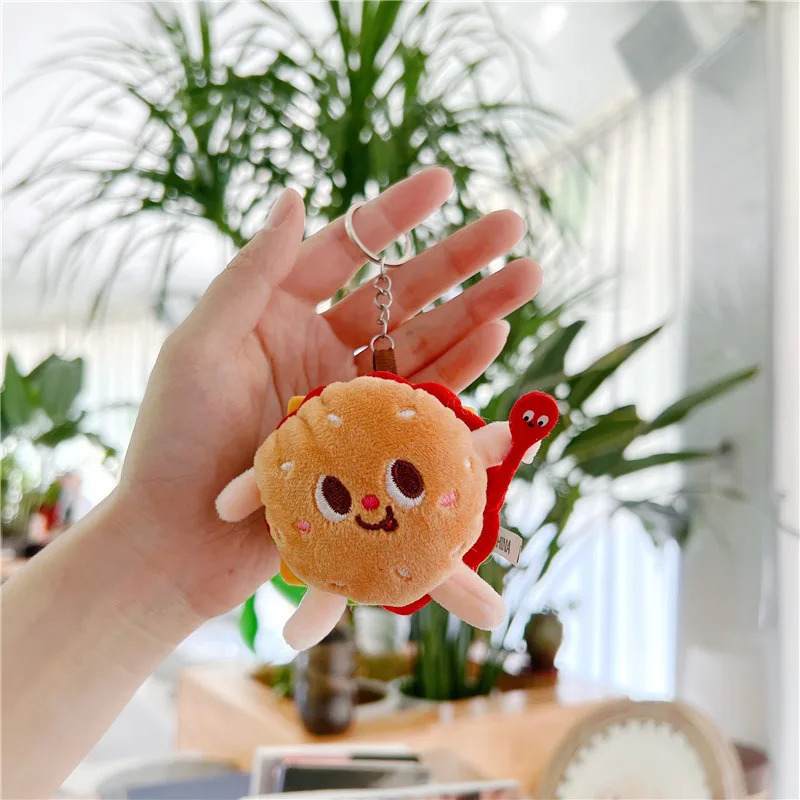 5 PCs Set Creative French Fries Burger Hanging Bag Couple Plush Decoration Girl Heart Car Keychain Little Doll 251013