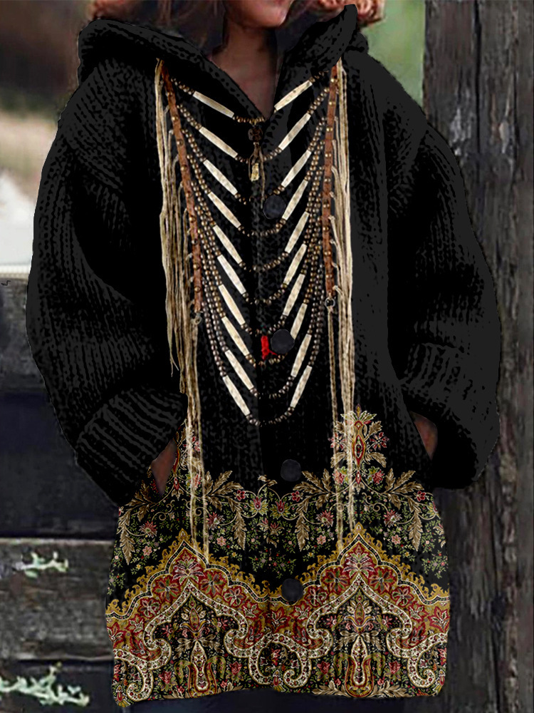 Designer hot selling retro ethnic style D-printed women's new casual sportswear cape