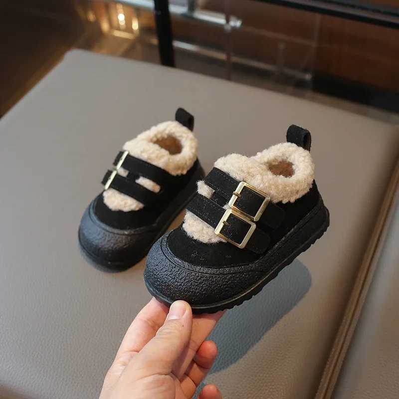 2024 Children Plush Warm Shoes for Girl Winter New Fashion Korean Style Soft Thick Sole Antislippery Versatile Chic Casual Shoes C260130