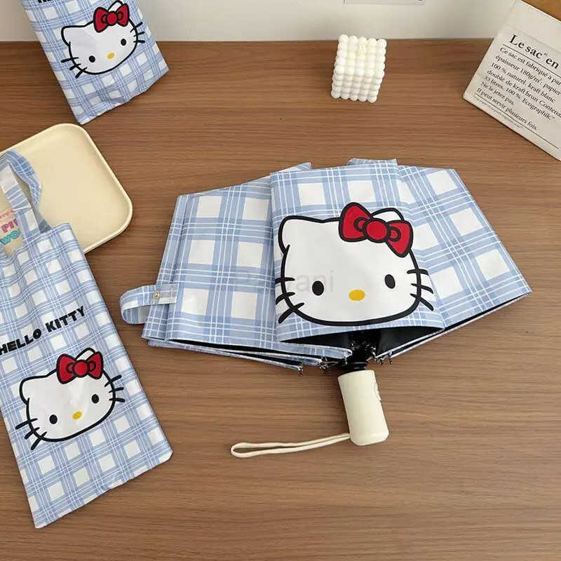 Sanrio Hot Sanrio Hello Kitty The Blue Series Sun Umbrella Kawaii Anime Vinyl Uv Protection Cartoon Sunshine and Rain Dual Use Umbrella L251029