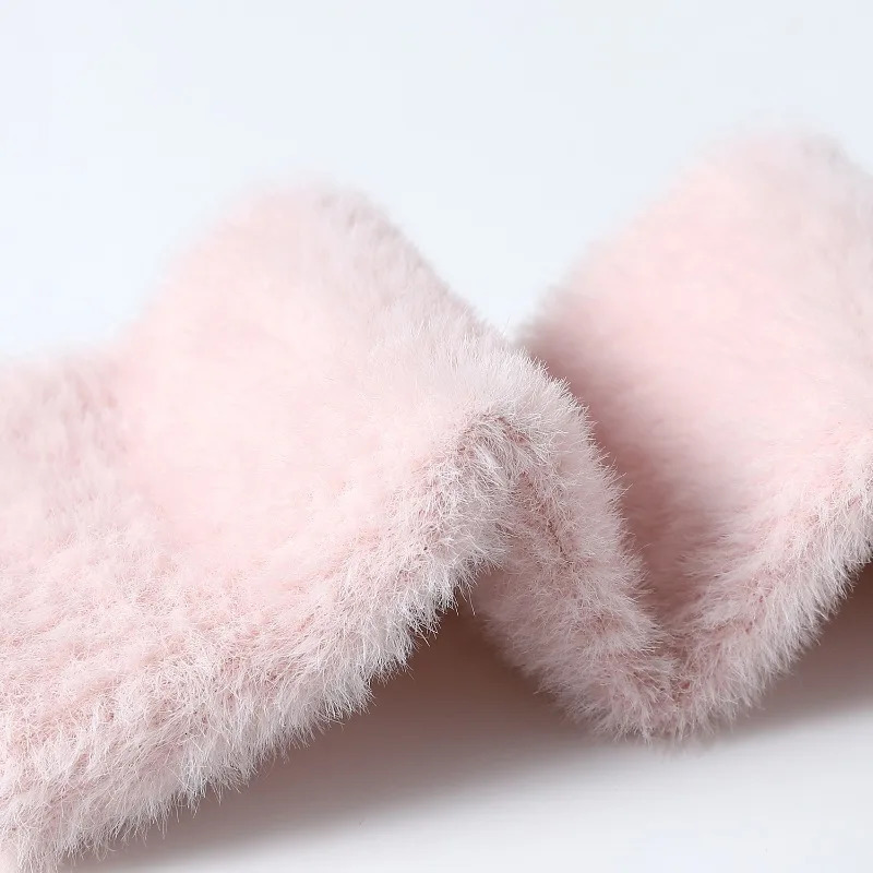 Pink Fingerless Gloves Y2K Wrist Warmers Arm for Women Chic Streetwear Fall Winter MinkLike Velvet 251013