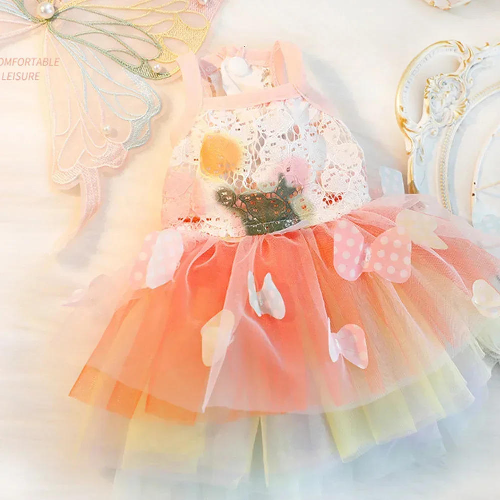 Cat Dog Princess Dress Clothes Rabbit Bunny Kitten Butterfly Costume Schnauzer Chihuahua Puppy Sweet Mesh Dress 251029