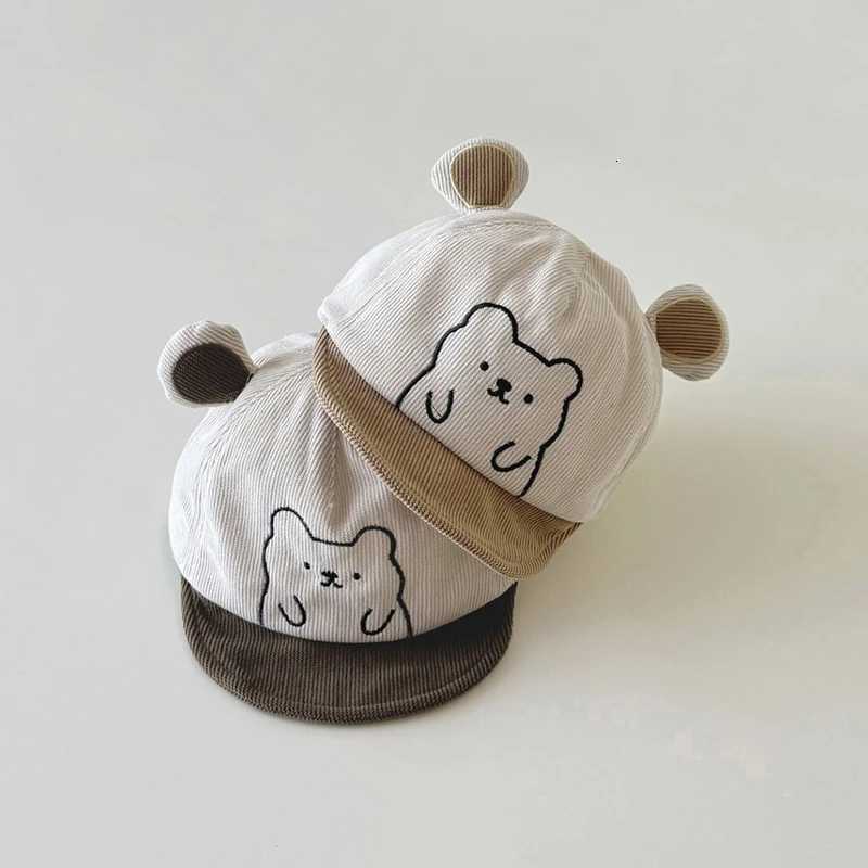 Cute Bear Baby Sunscreen Duck Tongue Hat Cartoon Kids Soft Brim Visors Autumn Corduroy 25year Boy Girl Toddler Baseball Cap 251028