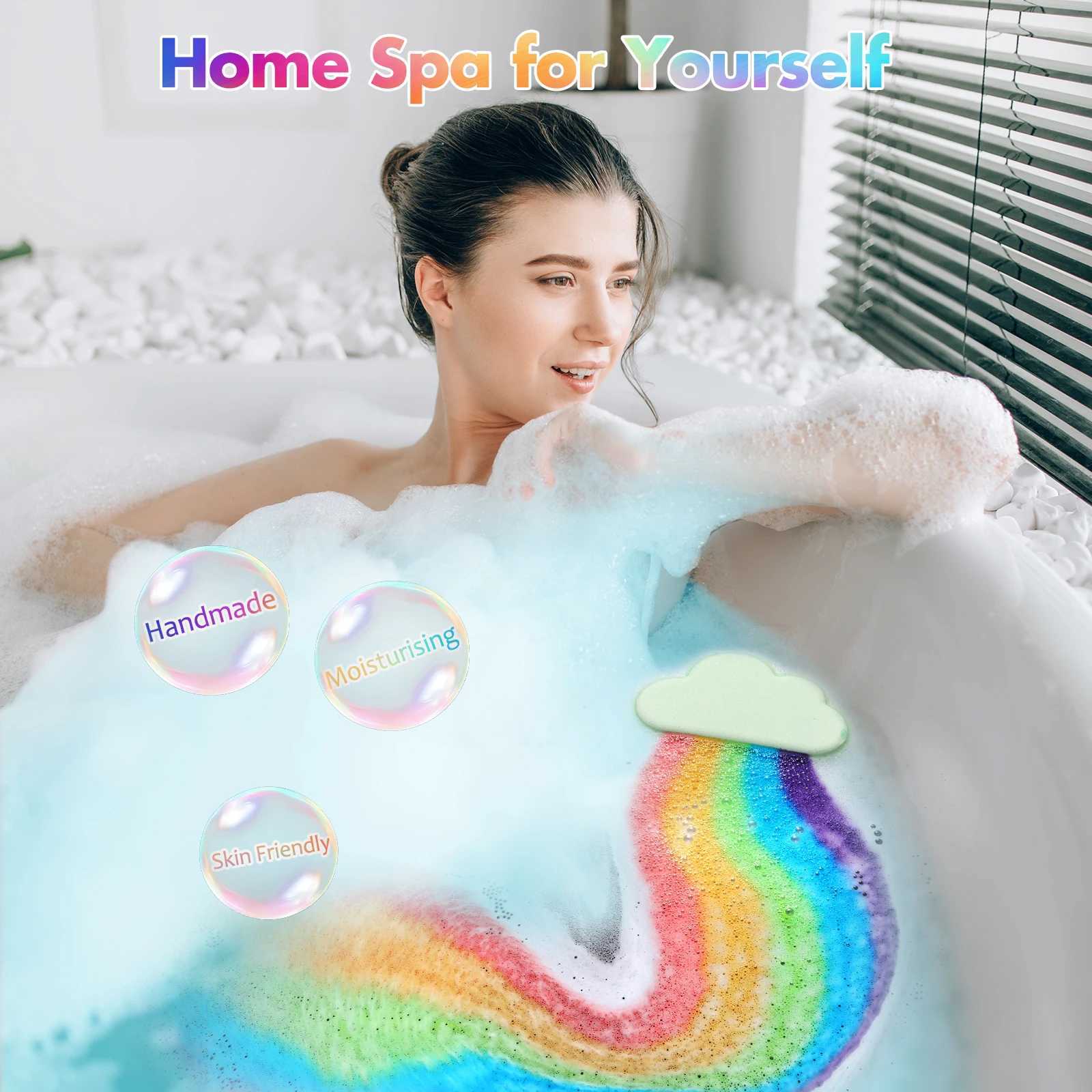 1Pcs4Pcs Rainbow Bath Bombs Gift Set Handmade Organic Bath Bombs for Kids Girls Natural Kid Bubble Bath Fizzy L251029