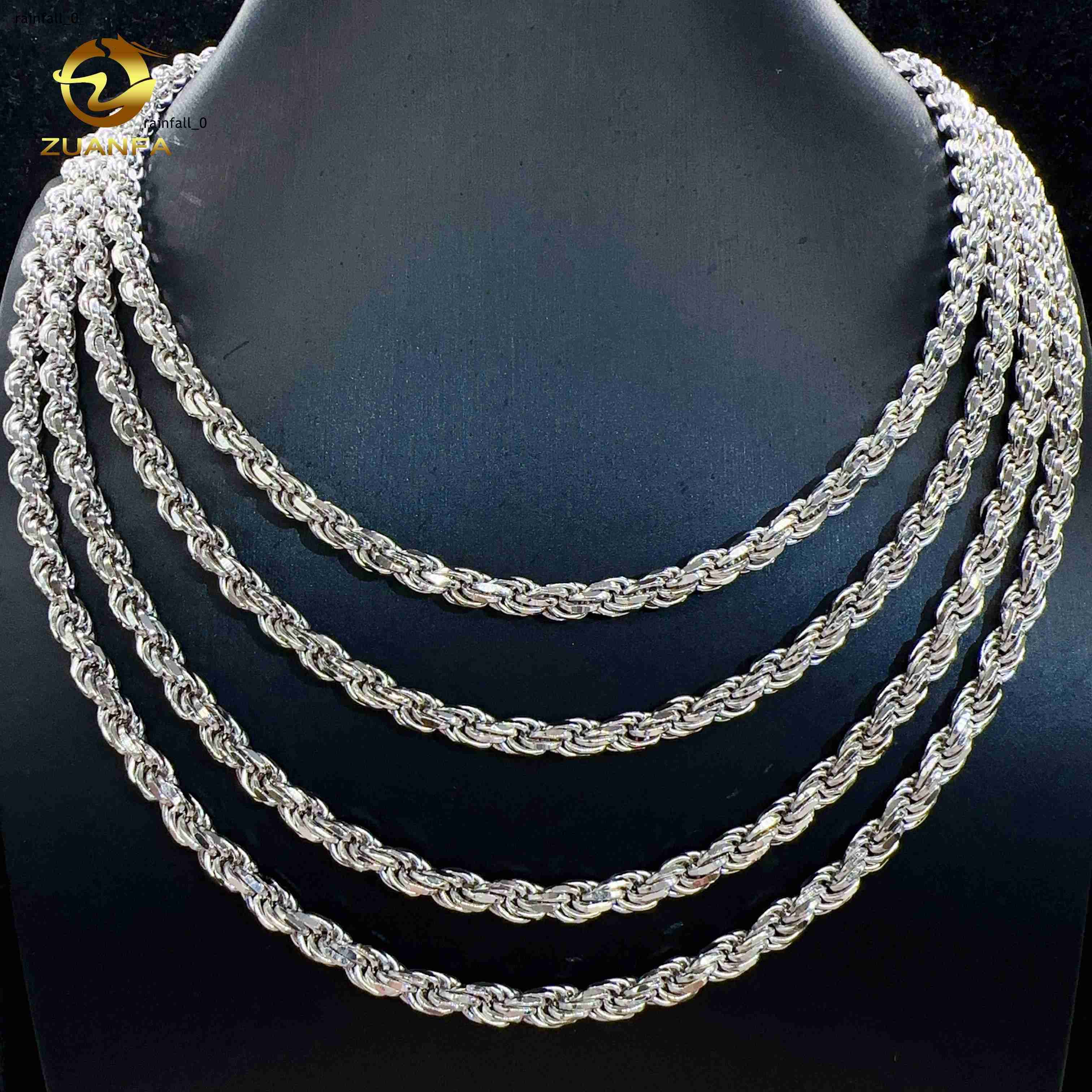 Moissanite Hip Hop Jewelry 6mm 925 Sterling Silver Rope Chain VVS Diamond Chain for Menwomen