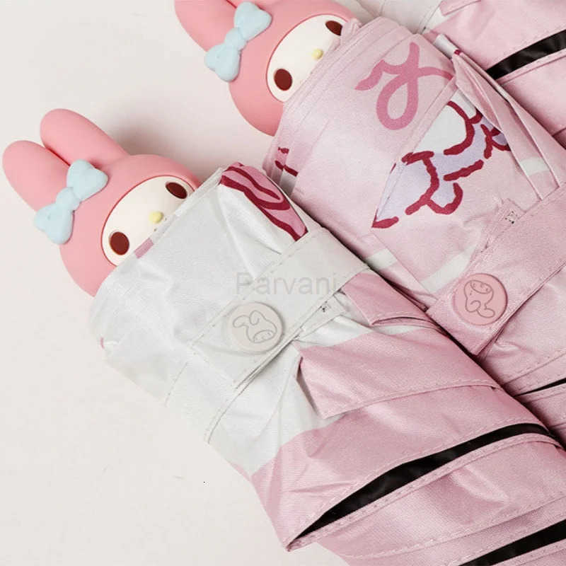 Sanrio My Melody Manual Umbrella Sanrio Anime 3D Doll Head Folding Umbrellas Cartoon Kawaii Sunscreen DualPurpose Umbrella Girls Gifts L251029