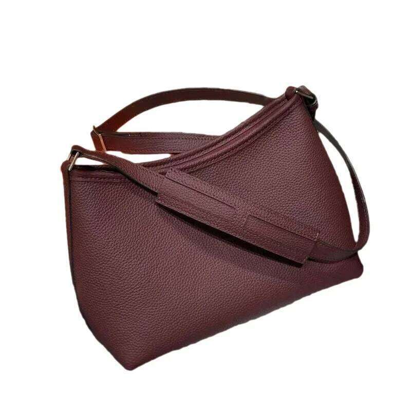 Vintage Women's Crossbody Stainless Steel Hardware Leather Underarm Bag Soft Cowhide Top Layer Motorcycle Equipmen