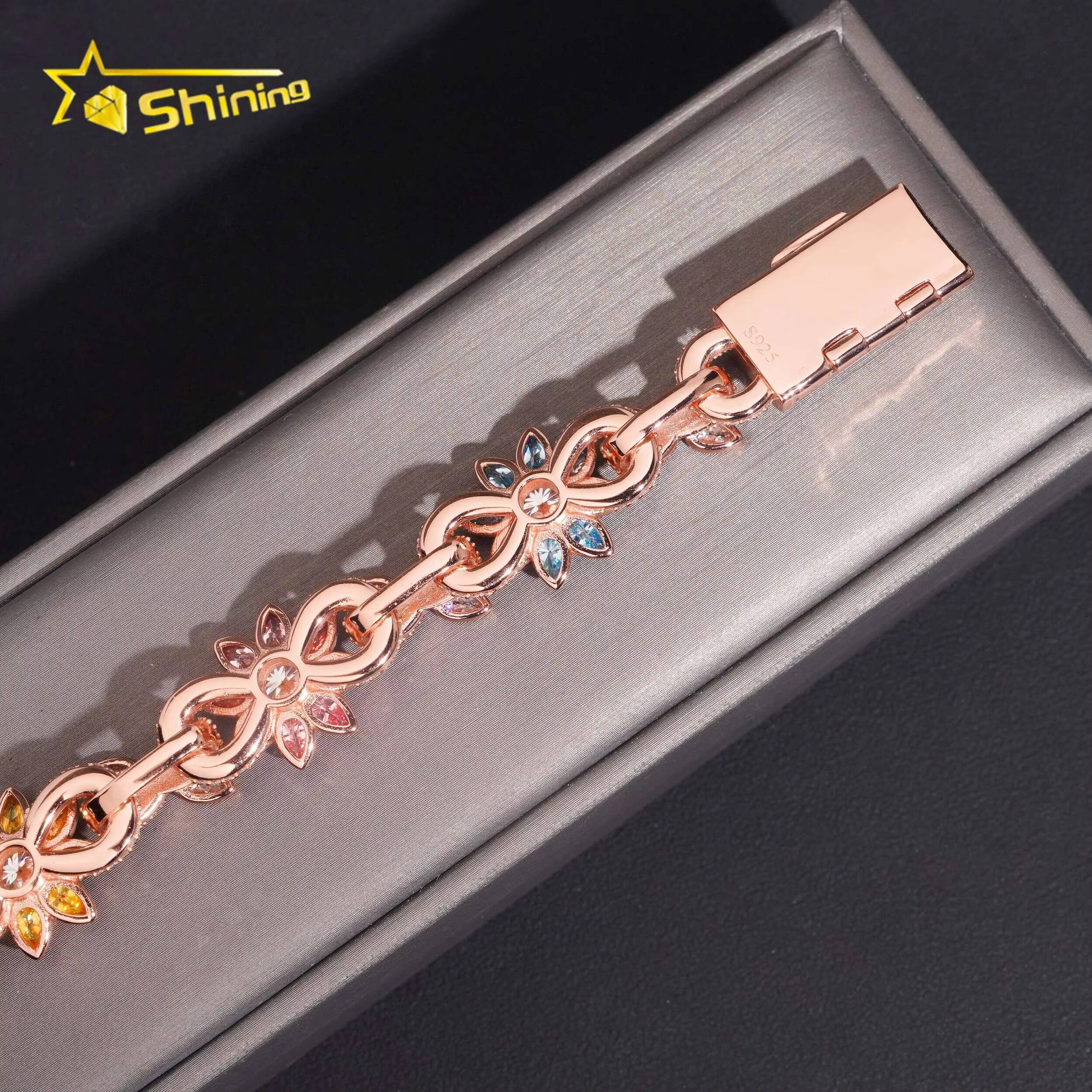 Miossanite Hip Hop Fine Jewelry Sterling Silver 925 D Color VVS Moissanite Diamond Miami Cuban Link Chain Bracelet