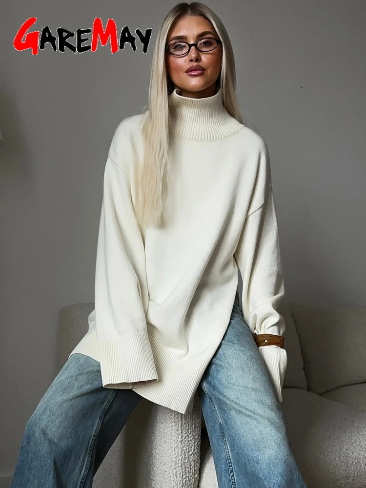 Winter Womens Knitted Dress Autumn To The Knee Short Warm Knitted Dress with Slit Brown Sweater White Dress for Women 251029