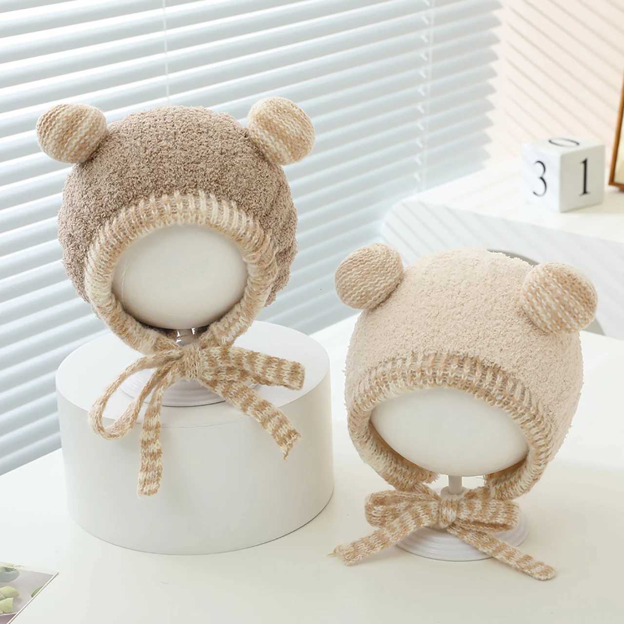 Winter Thicken Warm Baby Hat With Ears Soft Baby Boys Girls Lacing Cap Beanies Cute Toddler Kids Hat Bonnet251028