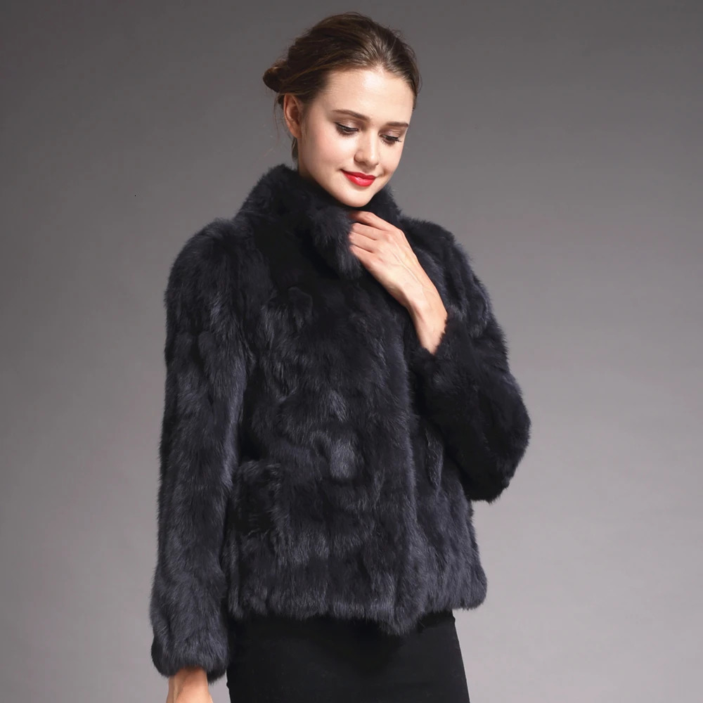 QUEENTINA Real Rabbit Fur Coat Woman Fashion Leather Autumn Winter Jacket Whole Skin For Female Natural Feather 251029