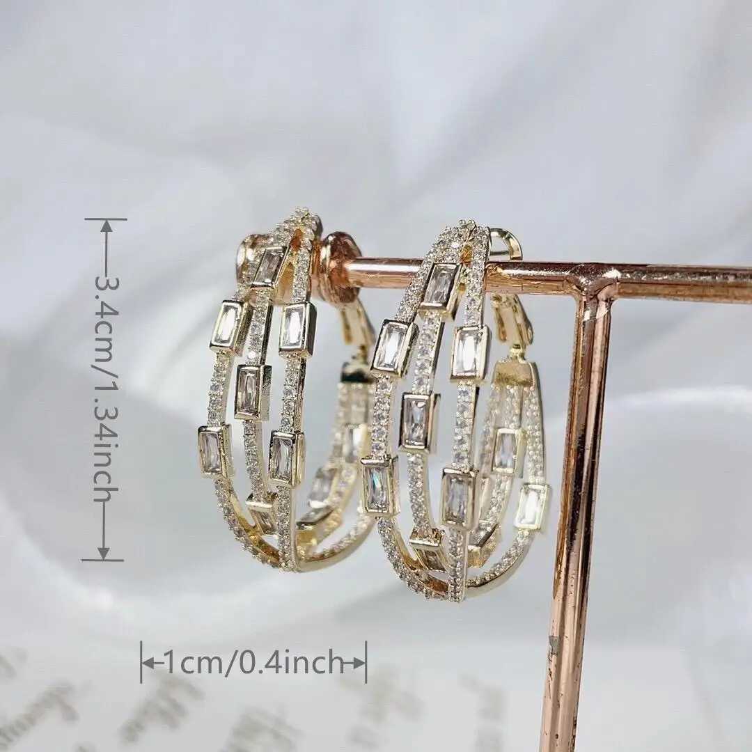 Fashion Twine Design Circle Big Hoop Earrings Paved Color Cubic Zirconia Luxury Women Party High Quality CZ Jewelry for WeddingW251029