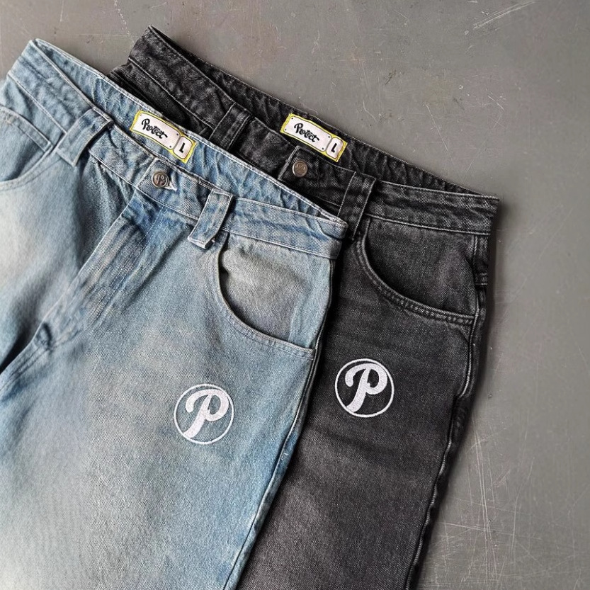 Y2k Mens Baggy Jeans Wide Leg Oversized Embroidered Pants Hip Hop Retro Harajuku Light Distressed Pants Harajuku Gothic Streetwear