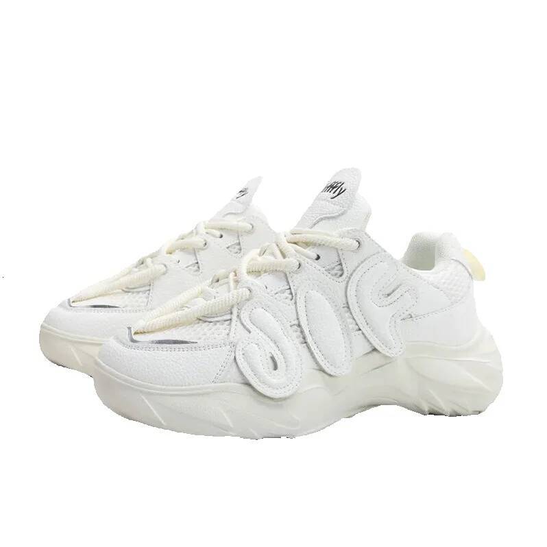 Jifffly Dad Shoes for Women 2025 New Retro Brand Versatile White Shoes Couple Sports Shoes Wear-Resistant Easy-Match