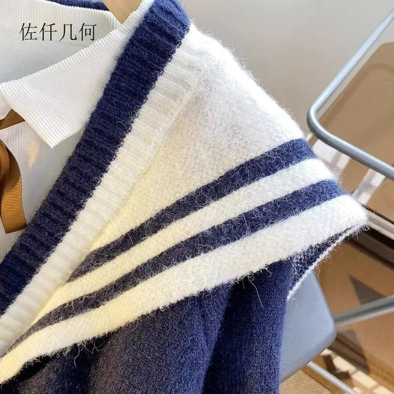 Sweet Sailor Collar Sweaters for Women Loose College Style Cardigan Woman 251029