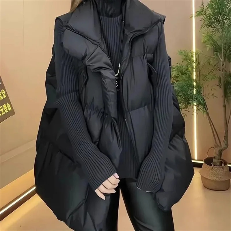 Women Large Size 6XL Parkas Waistcoat Winter Ladies Casual Puffer Sleeveless Coat Korean Female Cotton Padded Vest Jacket 251027