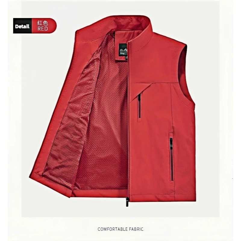 2025 New Fashion Mens Vest Windproof Solid Sleeveless Jacket Motorcycle Ourdoor Waterproof Biker Vest for Men Clothing W251029