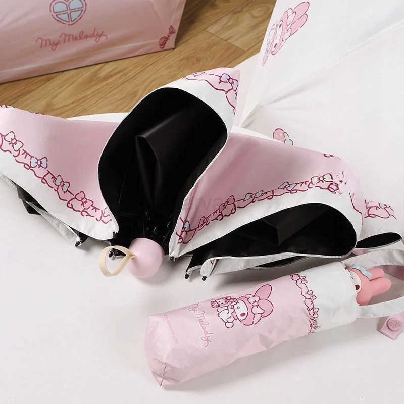 Sanrio My Melody Manual Umbrella Sanrio Anime 3D Doll Head Folding Umbrellas Cartoon Kawaii Sunscreen DualPurpose Umbrella Girls Gifts L251029