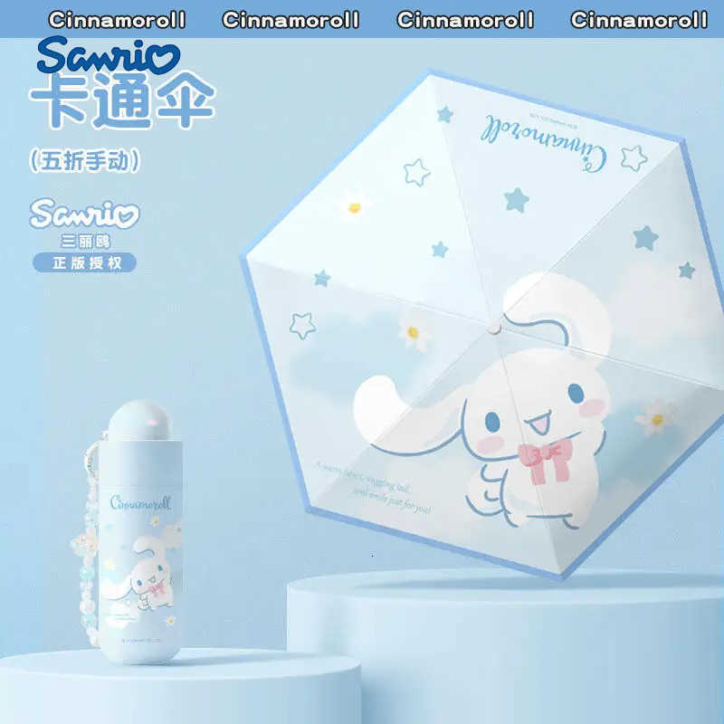 Sanrio Miniso Sanrio Umbrella Cinnamoroll Anime Automatic Five Fold Umbrella Dual Use of Rain and Light Student Cartoon Cute Rain Gear L251029