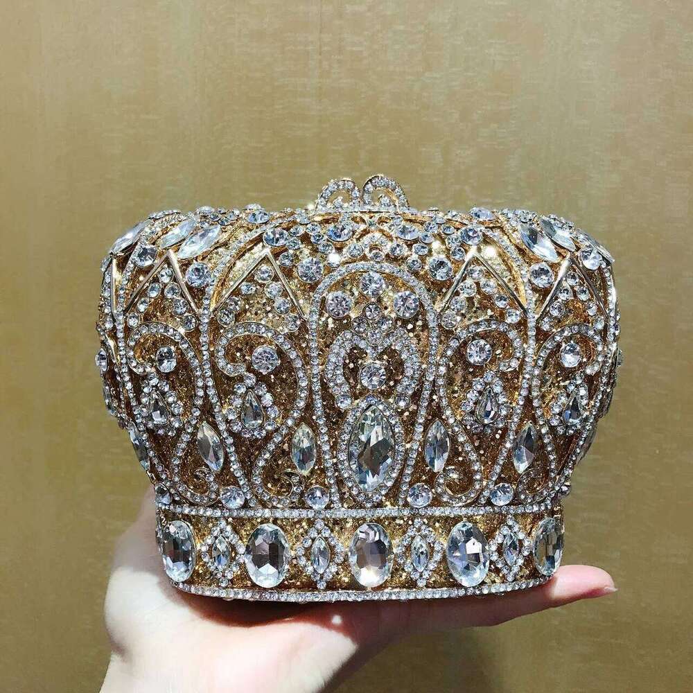 Dia-Encrusted Dinner Crown Shape Crystal European And American Banquet Dress Clutch Women's Bag Chain Luxury Bag