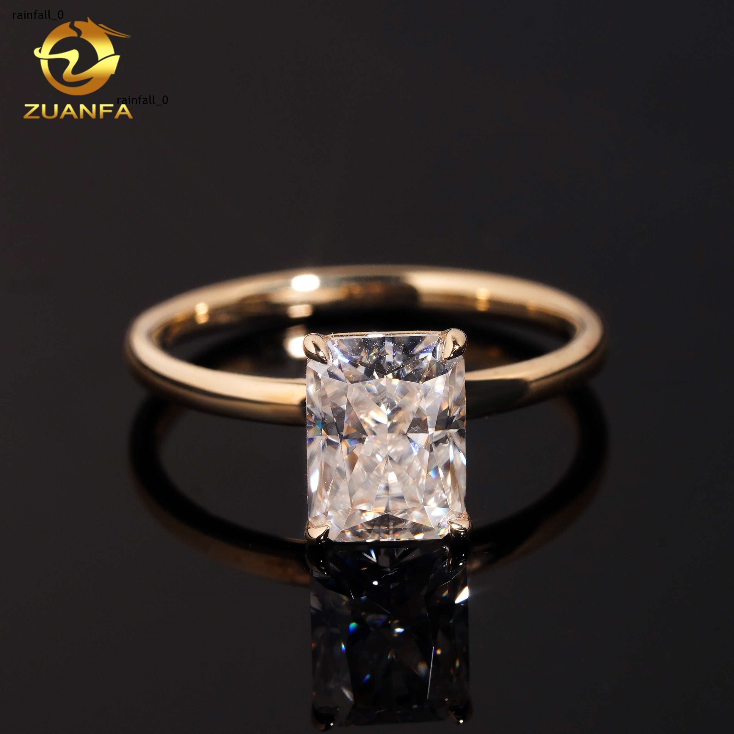 Custom Solitaire Radiant Cut Moissanite Pass Diamond Test Real10K 14K 18K RoseYellowWhite Gold Wedding Engagement Ring