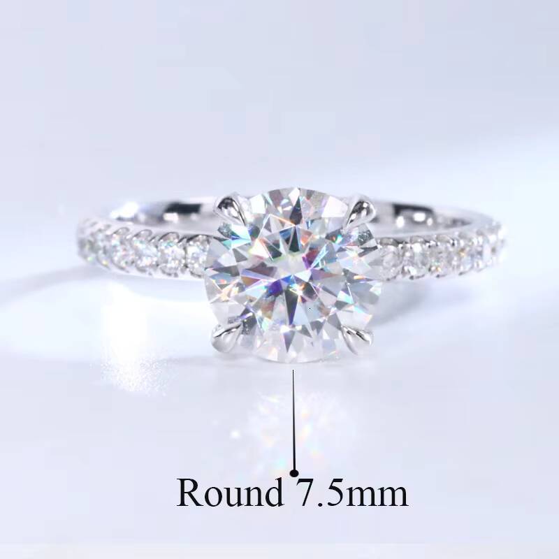 Popular 9k 10k 14k 18k White Gold Moissanite Engagement Ring 15Ct Round Cut Moissanite Ring with GRA Certificate