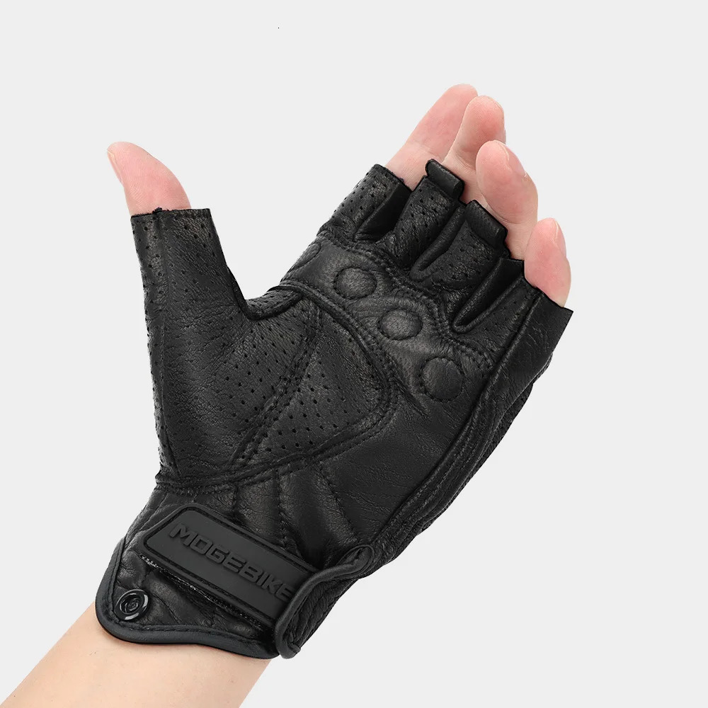 Motorcycle gear gloves Real Leather Gloves halffinger black 251013
