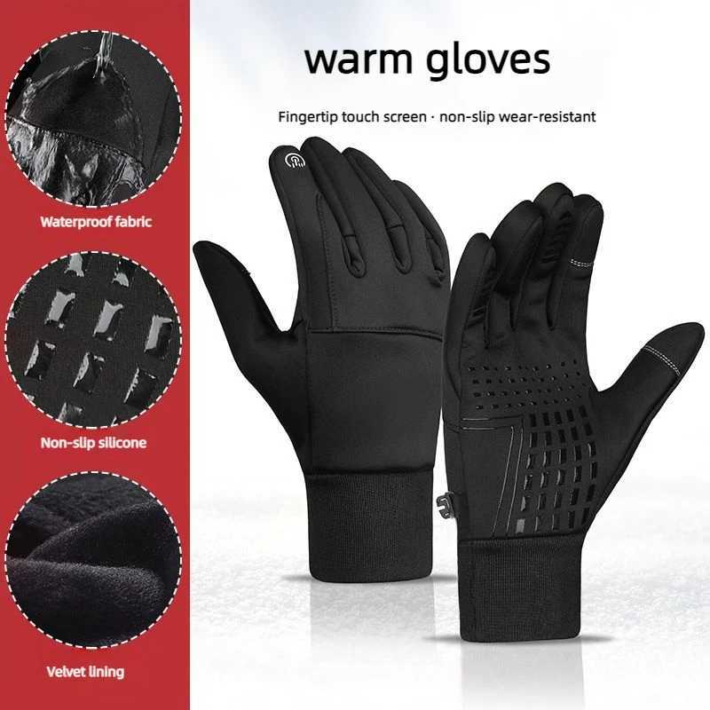 Autumn Winter Men Women Gloves Touch Screen Waterproof Windproof Gloves Outdoor Sports Warm Thermal Fleece Running Ski Gloves J251029
