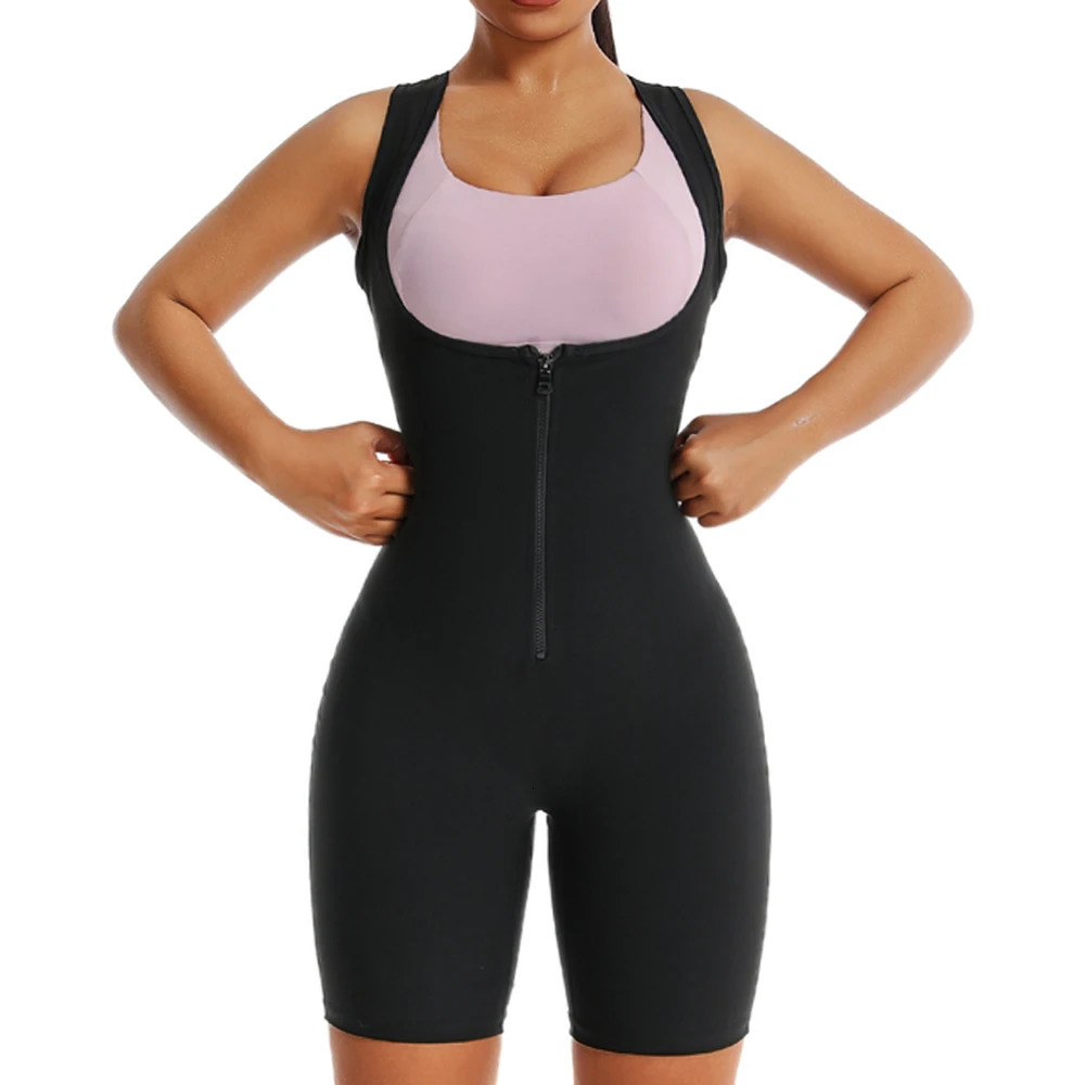 Women Thermo Sauna Bodysuit One Piece Jumpsuit Shapewear Fitness Workout Sweating Bodysuit Body Shaper Thigh Trimmer Shorts 251029