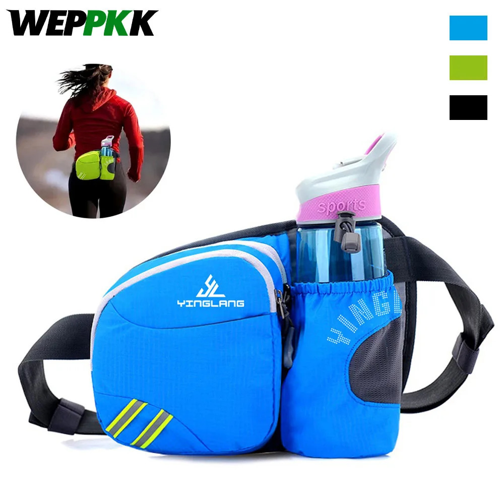 Waist Bag with Water Bottle Holder Hip Bum Bag Zipper Pocket for Running Cycling Traveling Walking Not Included Water Bottle 251021
