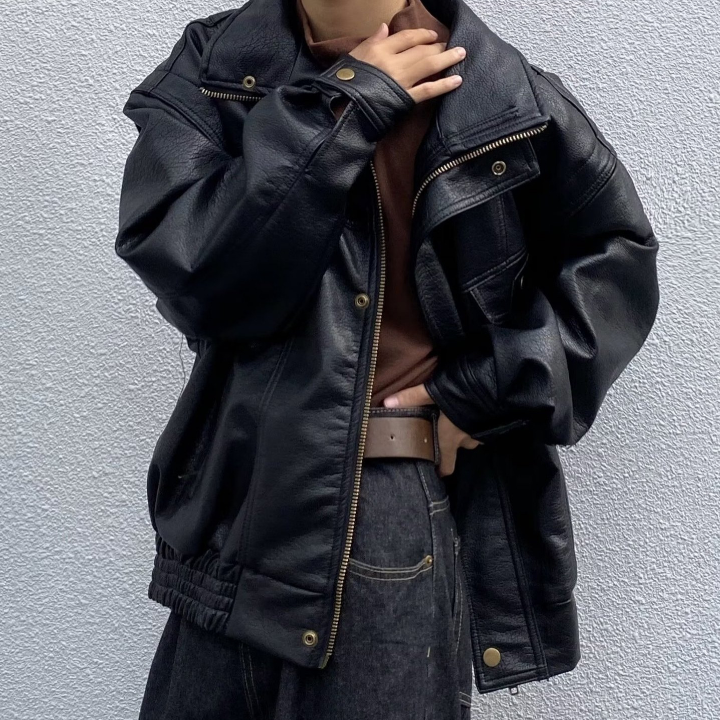 Motorcycle Soft Leather Jacket Men Designer Jacket American Style PU Leather Jacket Thickened Short Autumn Winter High-end Pilot Jacket